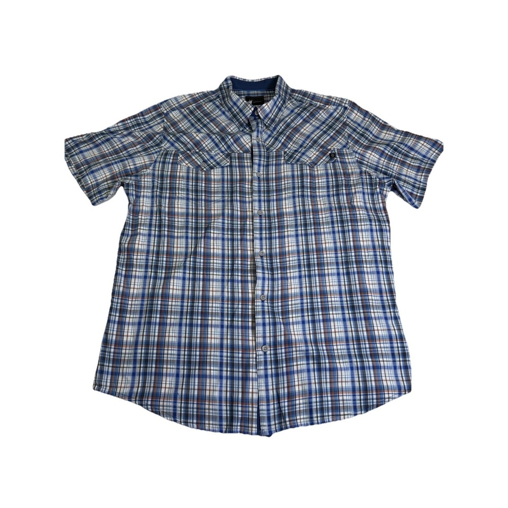 Marmot Men's Short Sleeve Button Down Blue Plaid